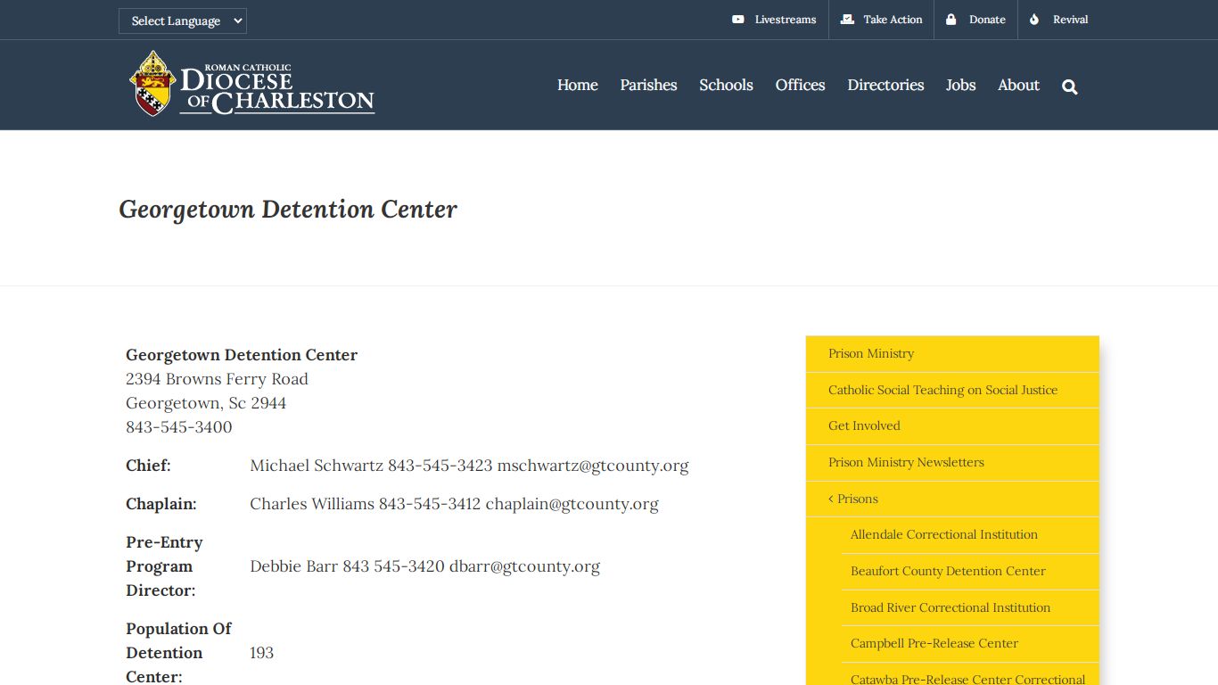 Georgetown Detention Center - South Carolina Catholic